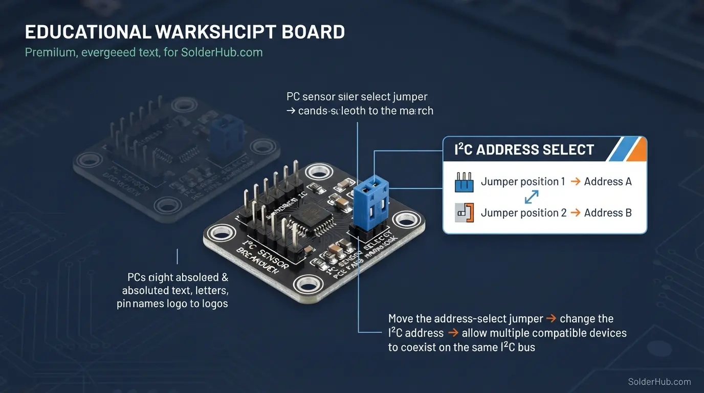 A sensor breakout board with an address-select jumper for changing its I2C address